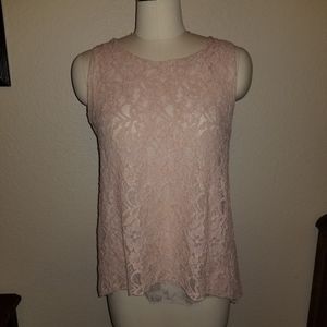 LAST CALL Palest shell pink silk lace flutter tank